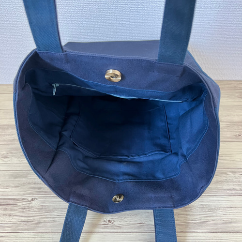 縦長トートバッグ 紺 ネイビー 帆布 Lサイズ 倉敷帆布使用