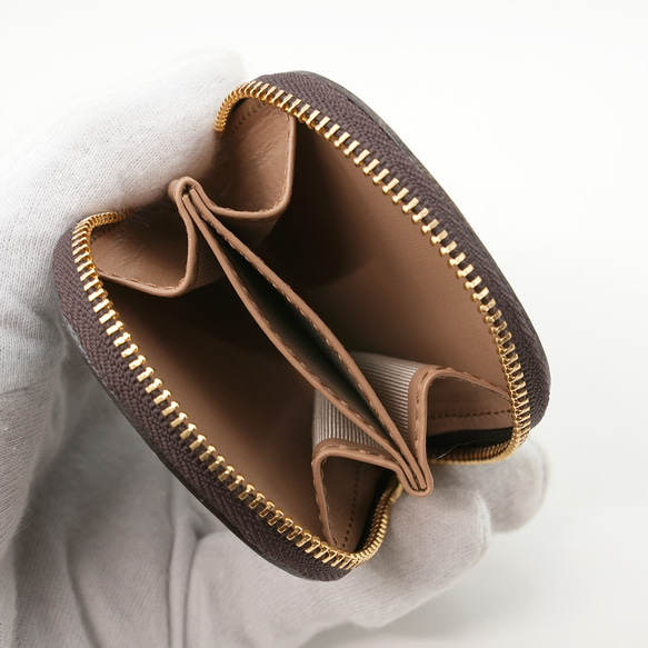 英国皮革 ブライドルレザー 小銭入れ 丸型 本革 コインケース (チョコ) 6枚目の画像