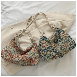 レトロな花柄ショルダーバッグ、アートキャンバス脇財布、女性用ファッションホーボーバッグ&ハンドバッグ 多目的ハンドバッグ 1枚目の画像