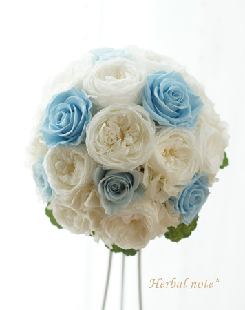 【受注制作＊ウェディングブーケ】PB-119｜プリザーブドフラワー｜ラウンドブーケ　ホワイト　結婚式　披露宴