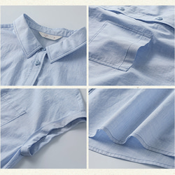 細かい格子半袖シャツ　100%コットン半袖シャツ　ライトブルー　S-Lサイズ　S259　 19枚目の画像
