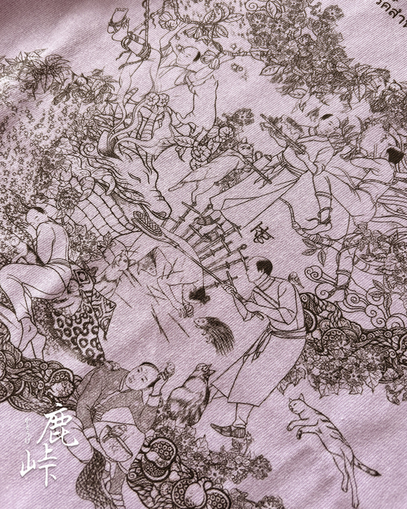 《受注製作T》『ふわ毛男子の茶庵』柄　プリントTシャツ（パープル） 4枚目の画像