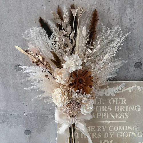 ブラウンゴールド 華やかブーケ 前撮りブーケ 和装ブーケ ドライ