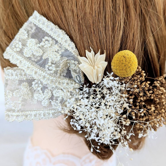 成人式髪飾り　リボン　×　刺繍リボンピン　卒業式　ウェディングヘアアクセサリー　結婚式　白無垢　色打掛　袴　振袖 5枚目の画像