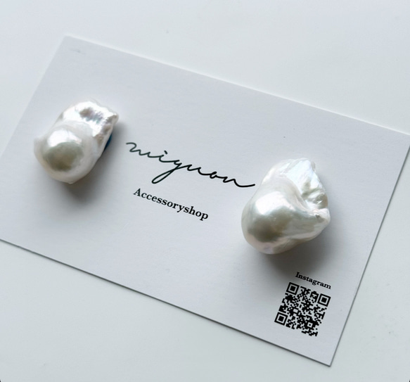 【ethical pearl series】バロックパール　バロックパールピアス　バロックパール　パールイヤリング　 2枚目の画像