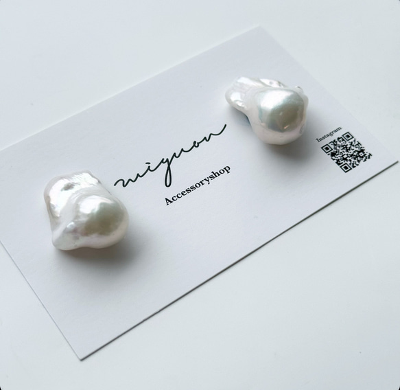 【ethical pearl series】バロックパール　バロックパールピアス　バロックパール　パールイヤリング　 3枚目の画像