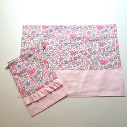 ランチョンマット ❁⃘ネオンリバティ   アナベラ ピンクパープル バイカラー 巾着袋とセットも！ 4枚目の画像