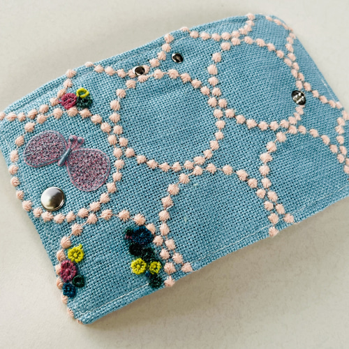 ミナペルホネン 本革キーケース タンバリン ちょうちょ スカイフル