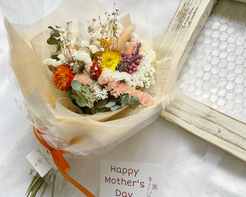 ♪送料込み♪ドライフラワースワッグブーケ♪オレンジ①母の日