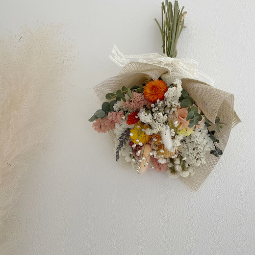 ♪送料込み♪ドライフラワースワッグブーケ♪オレンジ①母の日