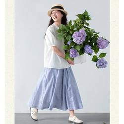 ストライプ柄スカート　ゴムウエストスカート　100%コットンスカート　S-Mサイズ　S261 16枚目の画像