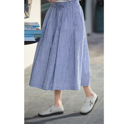 ストライプ柄スカート　ゴムウエストスカート　100%コットンスカート　S-Mサイズ　S261 8枚目の画像