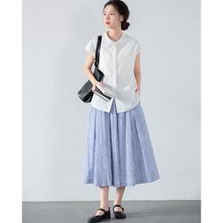 ストライプ柄スカート　ゴムウエストスカート　100%コットンスカート　S-Mサイズ　S261 5枚目の画像