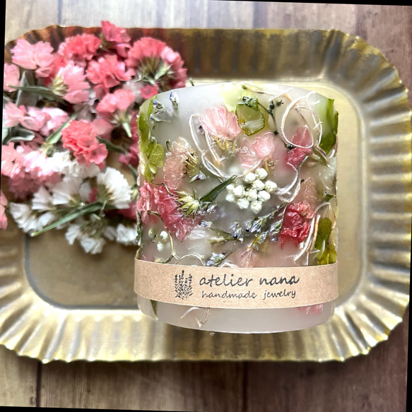 (選べる香り80種類以上）ボタニカルキャンドル　-pink garden- 2枚目の画像