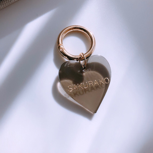 名入れ/言葉入れ無料】全12色 クリアカラー ハート キーホルダー M