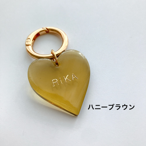 名入れ/言葉入れ無料】全12色 クリアカラー ハート キーホルダー M