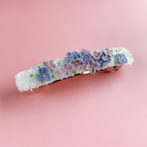 紫陽花モチーフのバレッタ * Blue Lサイズ S/N:001 2枚目の画像