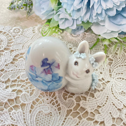【陶器】春の祝祭　置物　イースターエッグ　イースターバニー　うさぎ 2枚目の画像