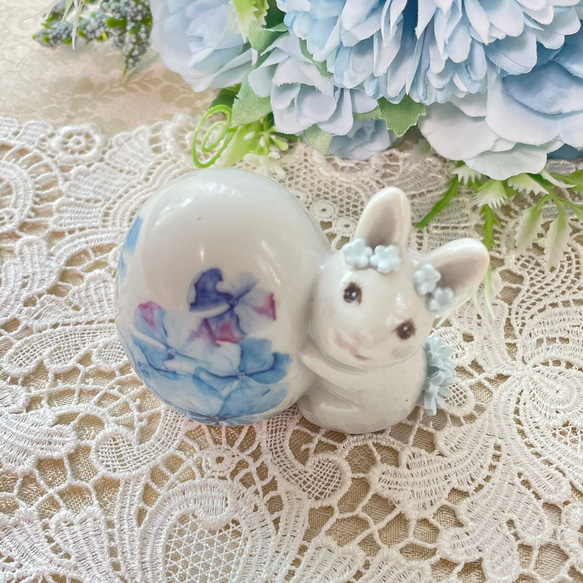 【陶器】春の祝祭　置物　イースターエッグ　イースターバニー　うさぎ 2枚目の画像