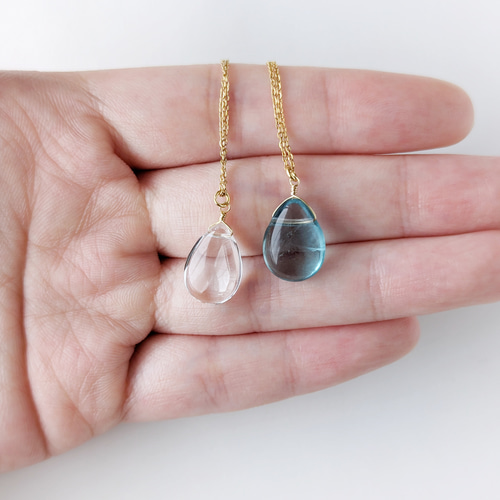 ラリマー ネックレス 天然石 しずく ドロップ ペンダント 18金 K18