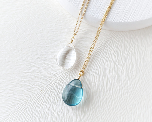 AMARO アマーロ 天然石 ティアドロップクリスタル ペンダント ネックレス クローバーティアドロップネックレス - Angelic Jewelry