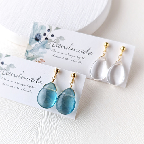 選べる天然石》ティアドロップの1粒ネックレス 晴れやかブルー2025