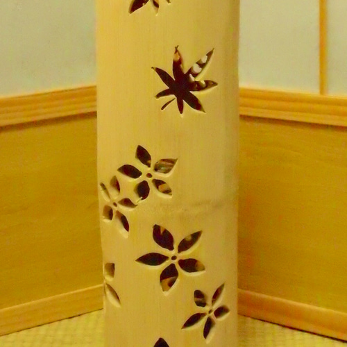 ◇両面彫◇竹灯り・竹あかり・竹灯籠 ～～ 癒しの灯り ☆季節の水 