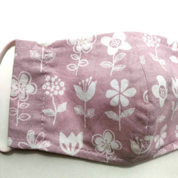 【こども】くすみカラー花柄　コットンマスク　フィルターポケット付き　サイズが選べる（2才－小学校高学年・中学生) 7枚目の画像