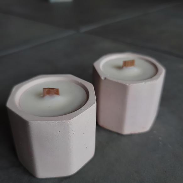 [母の日ギフト]　木芯セメントキャンドル/ソイキャンドル　Cement candle 3枚目の画像