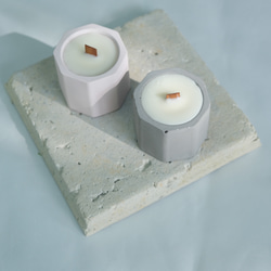 [母の日ギフト]　木芯セメントキャンドル/ソイキャンドル　Cement candle 1枚目の画像