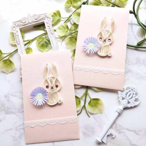 ワンタッチで封が出来る、可愛いクイリングぽち袋☆2枚組 お年玉 くま