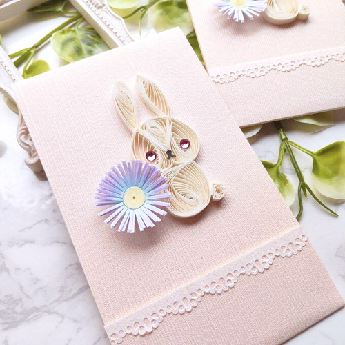 ワンタッチで封が出来る、可愛いクイリングぽち袋☆2枚組 くま