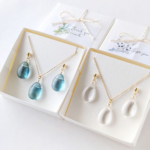 特集掲載】《選べる天然石》＊2点セット＊ ティアドロップの1粒ピアス 