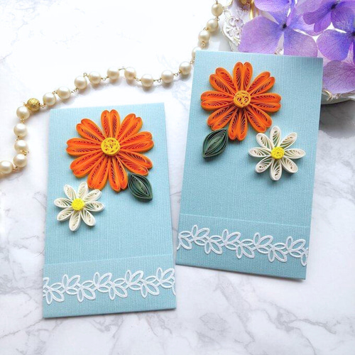 ワンタッチで封が出来る、美麗クイリングぽち袋☆2枚組 お年玉袋 ポチ