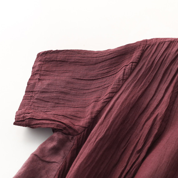 サイドのポワンとした丸みが可愛い リネン羽織り　ネイビー 7枚目の画像