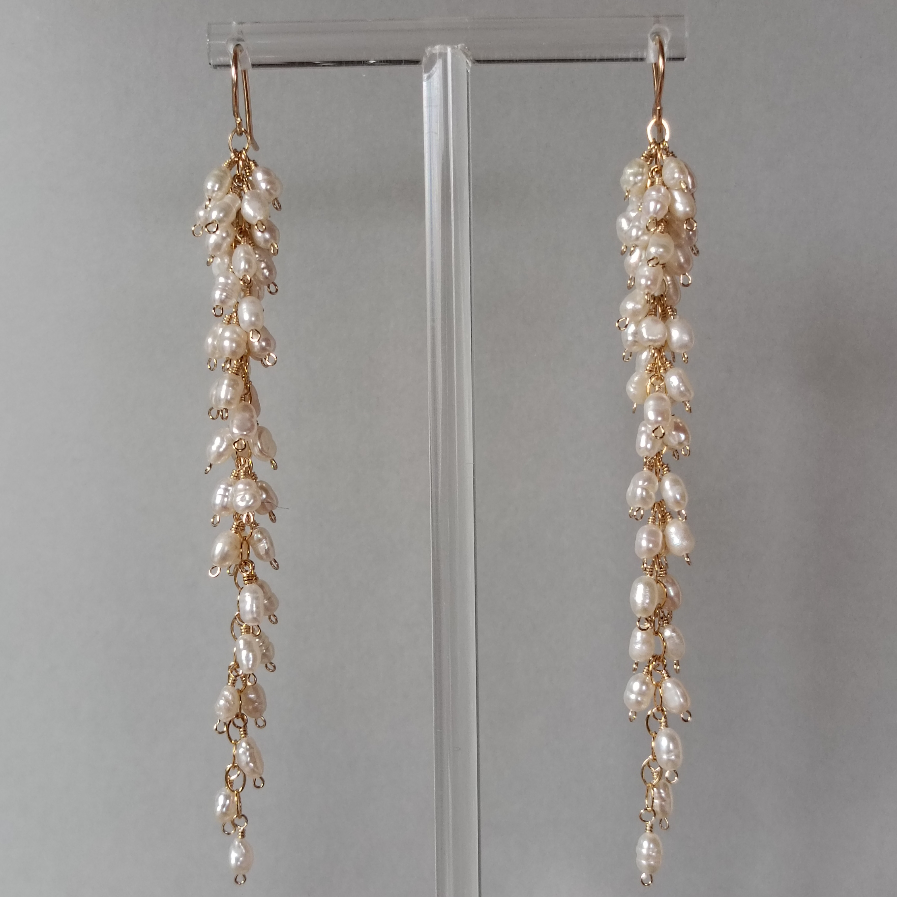 【再販】淡水パール 揺れるピアス 14kgfピアス/イヤリング