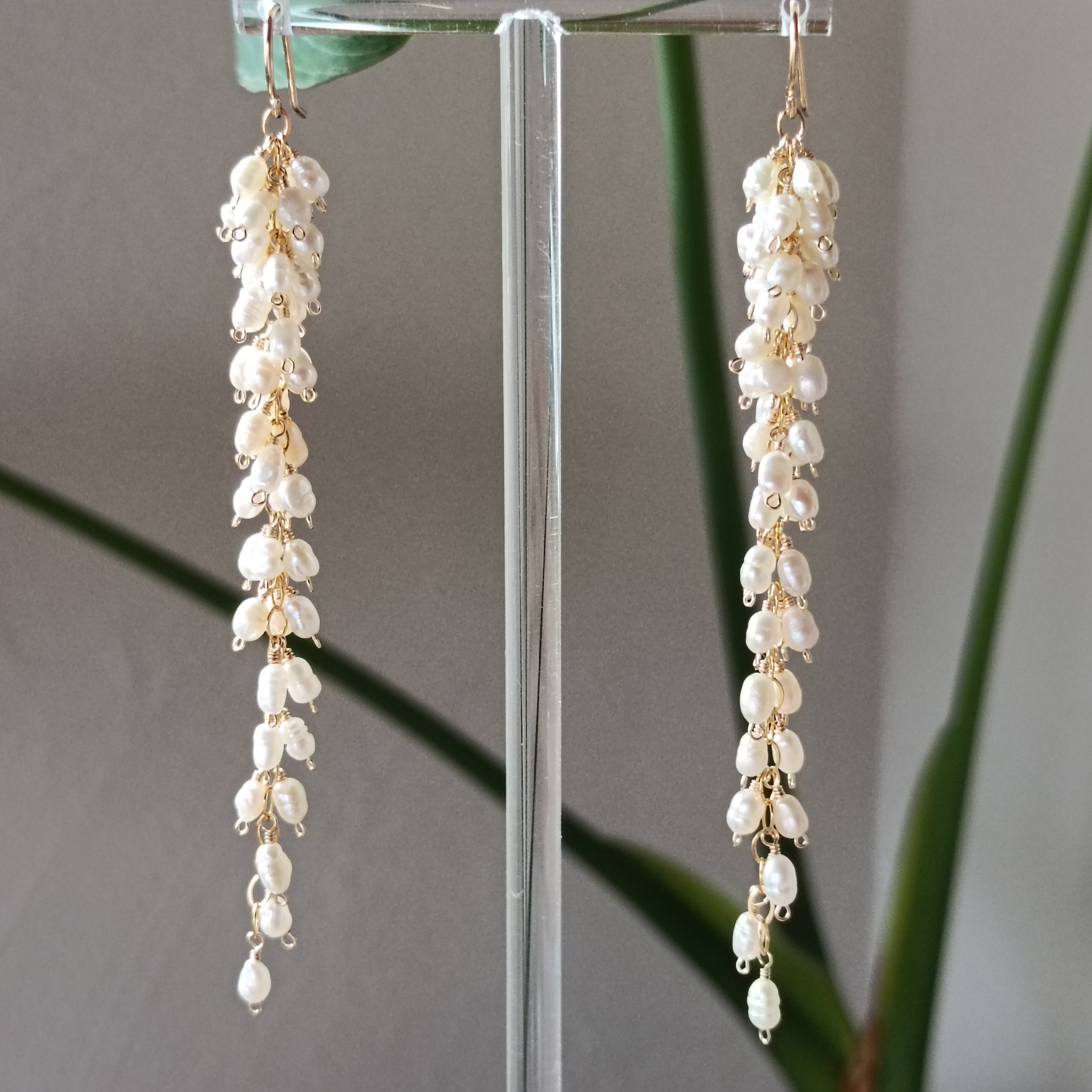 【再販】淡水パール 揺れるピアス 14kgfピアス/イヤリング