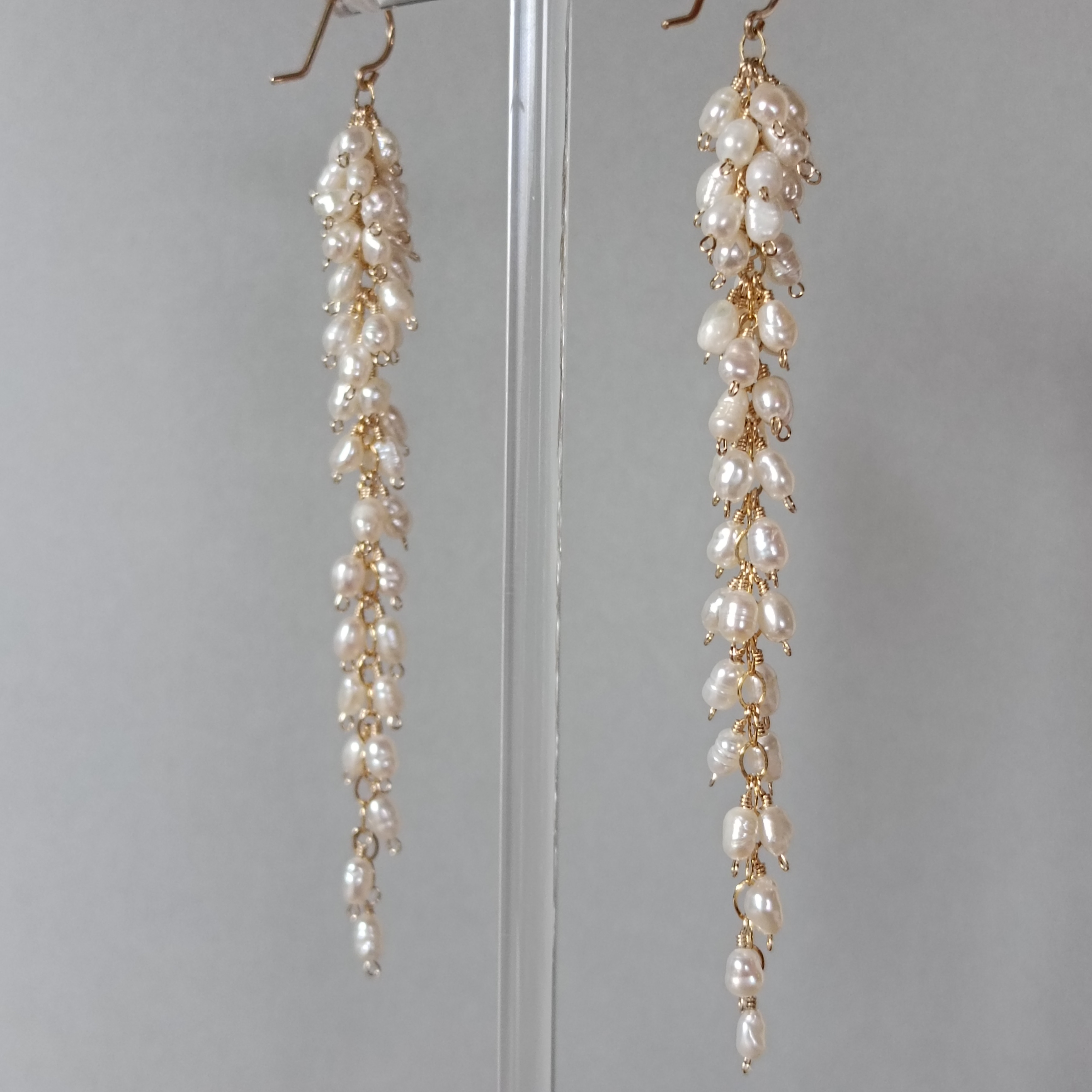 【再販】淡水パール 揺れるピアス 14kgfピアス/イヤリング