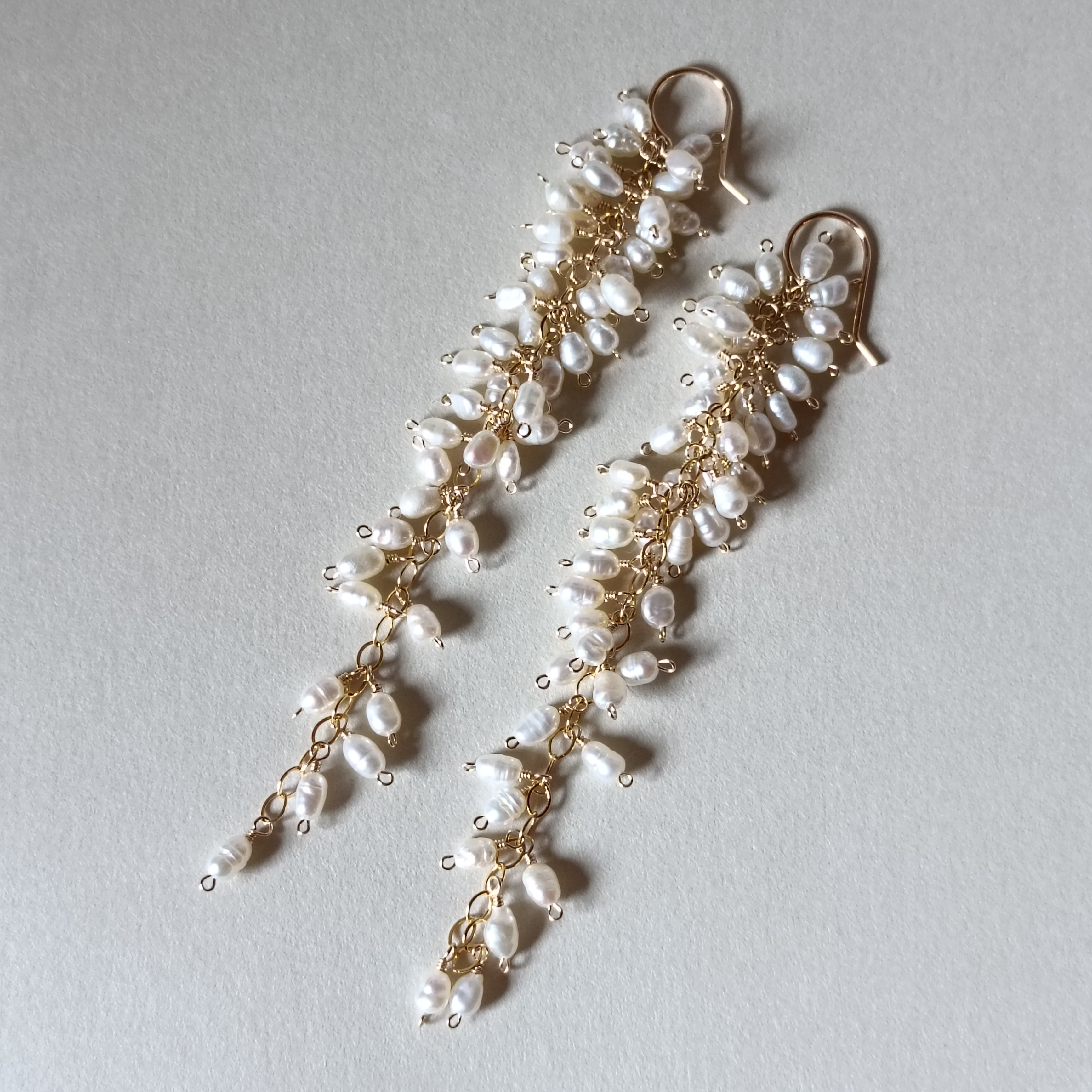 【再販】淡水パール 揺れるピアス 14kgfピアス/イヤリング