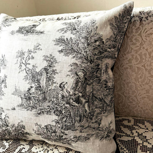 ☆お値下げ☆フランス製トワルドジュイ 100％リネンPASTORALE (黒