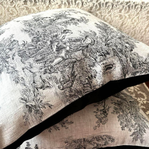 ☆お値下げ☆フランス製トワルドジュイ 100％リネンPASTORALE (黒