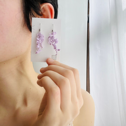 紫の藤の花ピアス　タティングレース　金属アレルギー対応 8枚目の画像