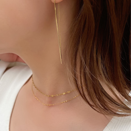 スネークチェーン アメリカンピアス（イヤリング）GOLD ピアス（フック