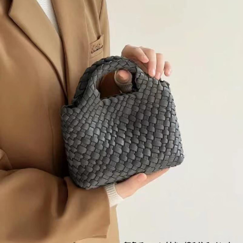 ハンドメイド　ハンドバッグ アンティークリネンマングルクロス 幅広の赤ラインのトート