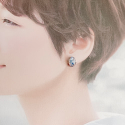 【 特集掲載 】 紫陽花 ブルー 琥珀糖 ピアス イヤリング 4点セット 金属アレルギー対応 6枚目の画像