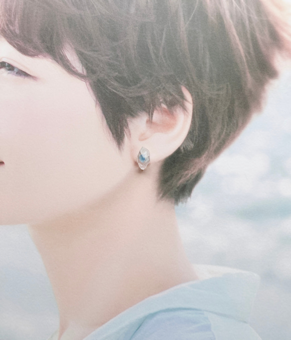 【 特集掲載 】 紫陽花 ブルー 琥珀糖 ピアス イヤリング 4点セット 金属アレルギー対応 9枚目の画像