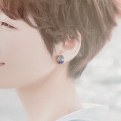 【 特集掲載 】 紫陽花 ブルー 琥珀糖 ピアス イヤリング 4点セット 金属アレルギー対応 7枚目の画像