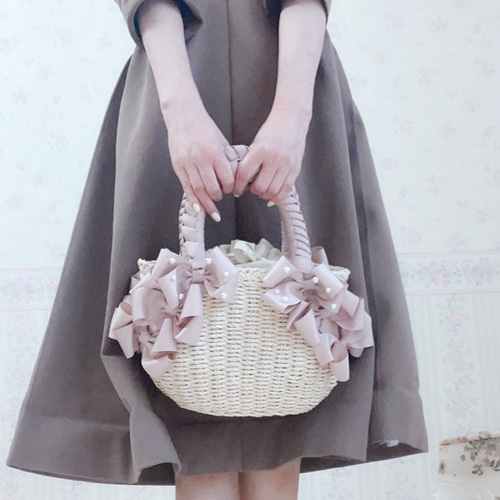 【新作】パールリボンバッグ♡究極のリボンバッグ♡リボンカゴバッグ♡マイコバッグ 新作】パールリボンバッグ♡究極のリボンバッグ♡リボンカゴ