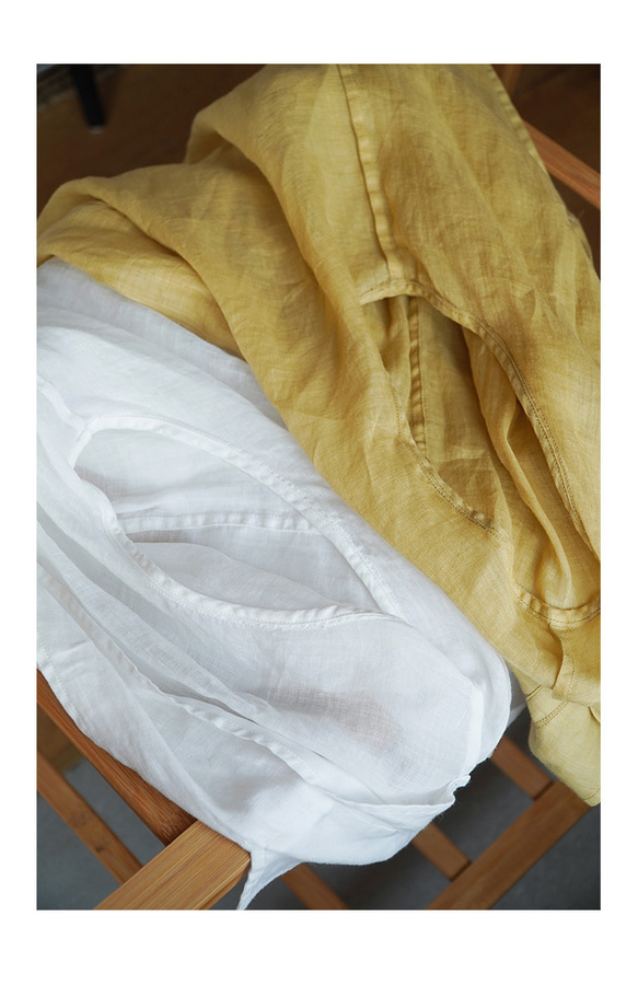 日よけにも♪きちんと感スーツカラー　ラミー/麻の羽織り　ブラウス【春秋夏】白/イエロー 12枚目の画像