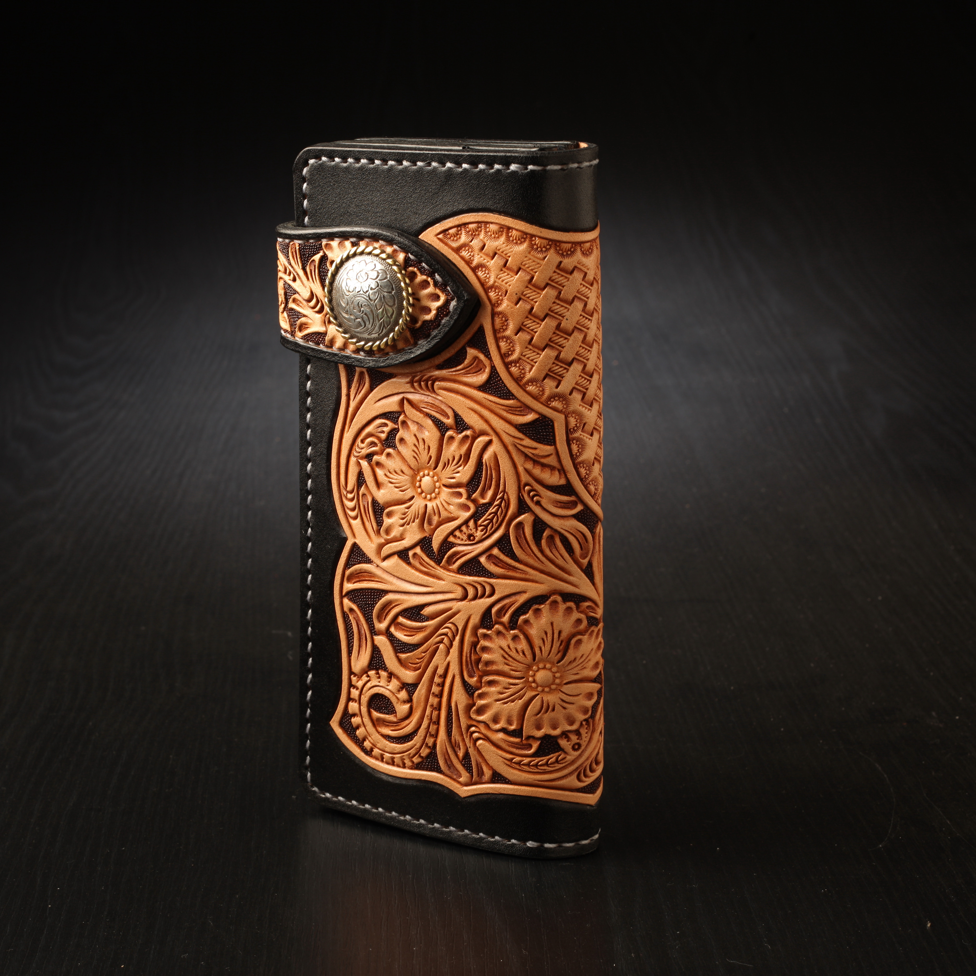 カービング／ ライダーズウォレット／シェリダンカービング／長財布／ロングウォレット／ヌメ革／受注制作